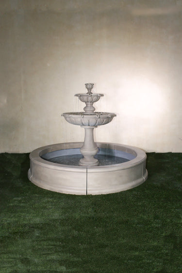 Vicentina Two-Tier Courtyard Fountain with Grand Easy Pond by Giannini